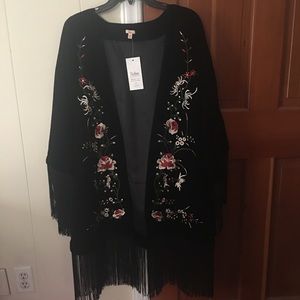 REBA BLACK VELVET FRINGED JACKET SIZE L/XL